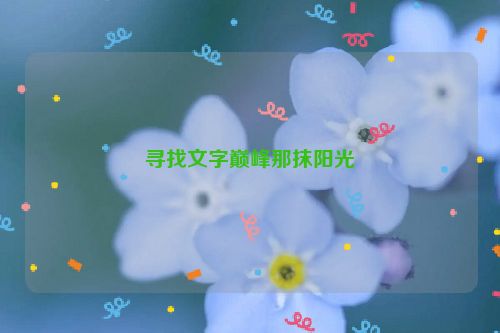 寻找文字巅峰那抹阳光