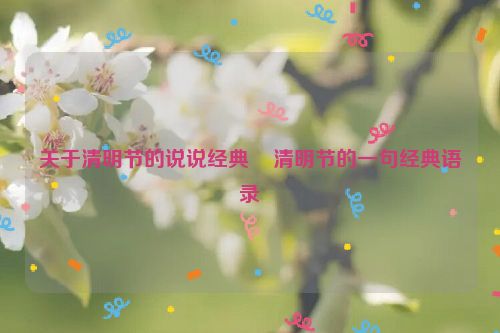 关于清明节的说说经典    清明节的一句经典语录