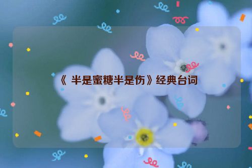 《 半是蜜糖半是伤》经典台词
