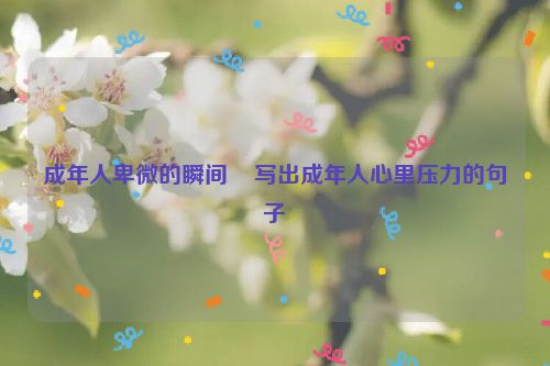 成年人卑微的瞬间    写出成年人心里压力的句子