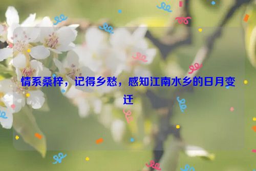 情系桑梓，记得乡愁，感知江南水乡的日月变迁