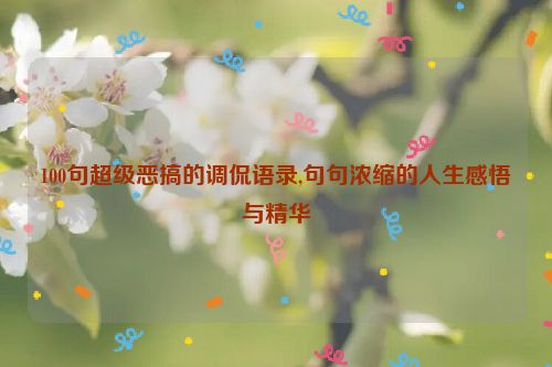 100句超级恶搞的调侃语录,句句浓缩的人生感悟与精华