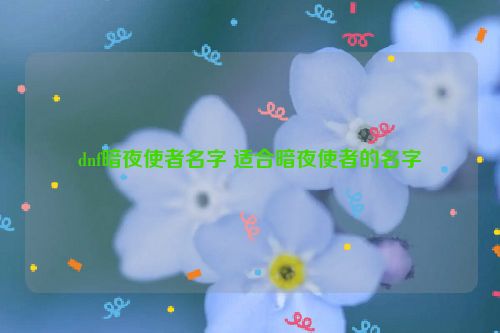 dnf暗夜使者名字 适合暗夜使者的名字