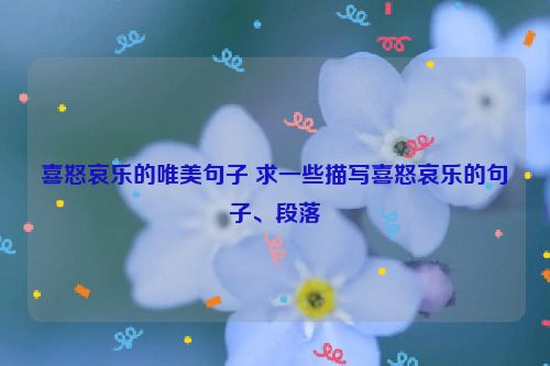 喜怒哀乐的唯美句子 求一些描写喜怒哀乐的句子、段落