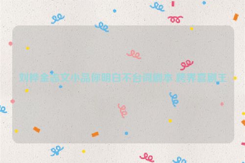 刘桦金志文小品你明白不台词剧本 跨界喜剧王