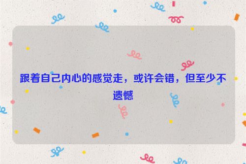 跟着自己内心的感觉走，或许会错，但至少不遗憾